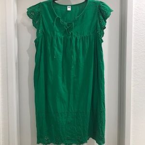 Linen blend eyelet dress
